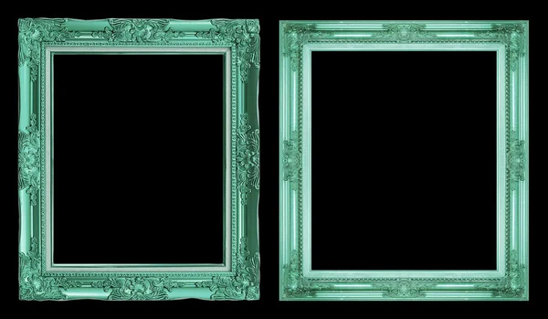 Collection 2 antique green frame isolated on black background, c — Stock Photo, Image