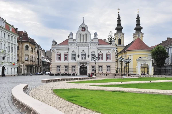 Timisoara ana Meydanı eski şehir, Romanya — Stok fotoğraf