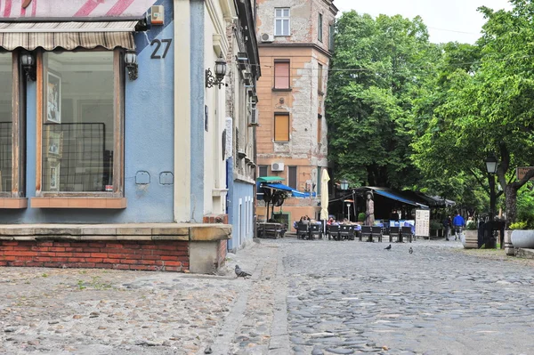 Вид на пешеходную улицу Скадарска в центре Белграда — стоковое фото