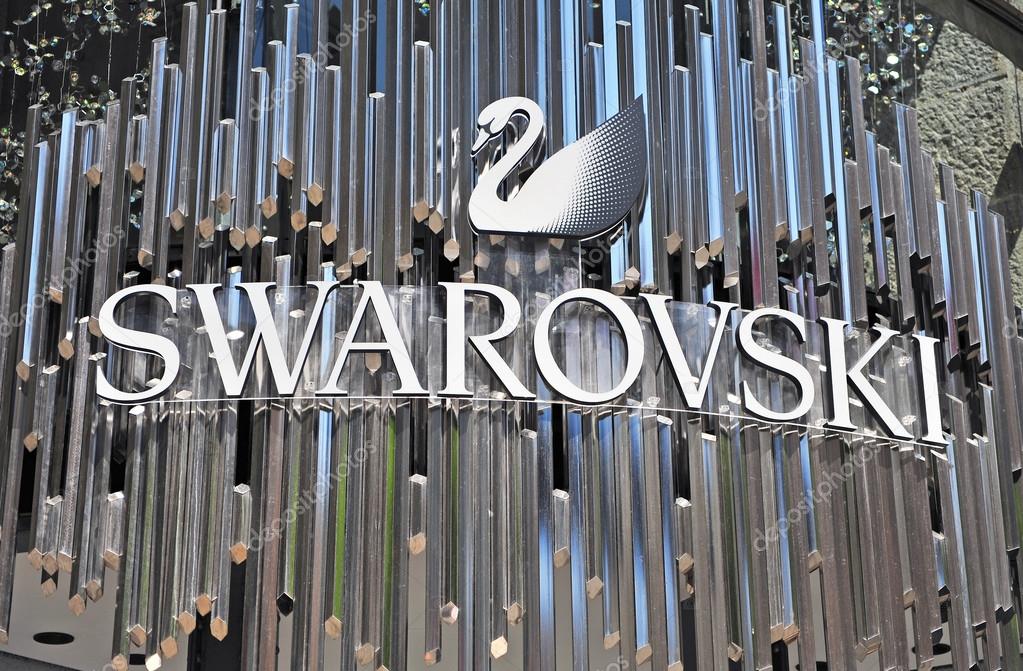 VIENNA, AUSTRIA - JUNE 6: Logotype of Swarovski in Vienna on June 6, 2016. Swarovski is a jewerly maker and retailer founded in Austria.