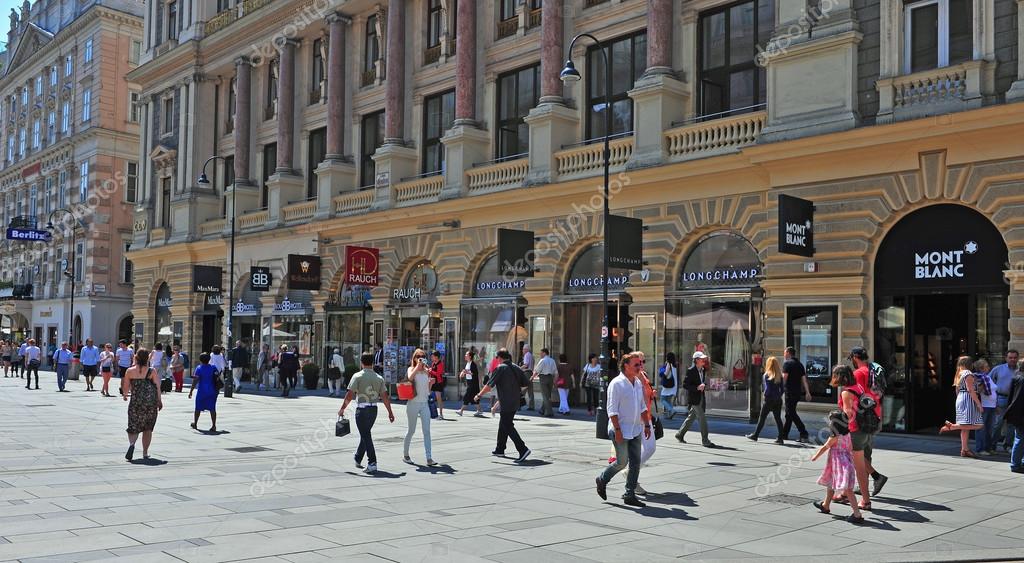 VIENNA, AUSTRIA - JUNE 6: View of Graben shopping street in downtown of Vienna on June 6, 2016. Vienna is the capital and largest city of Austria.