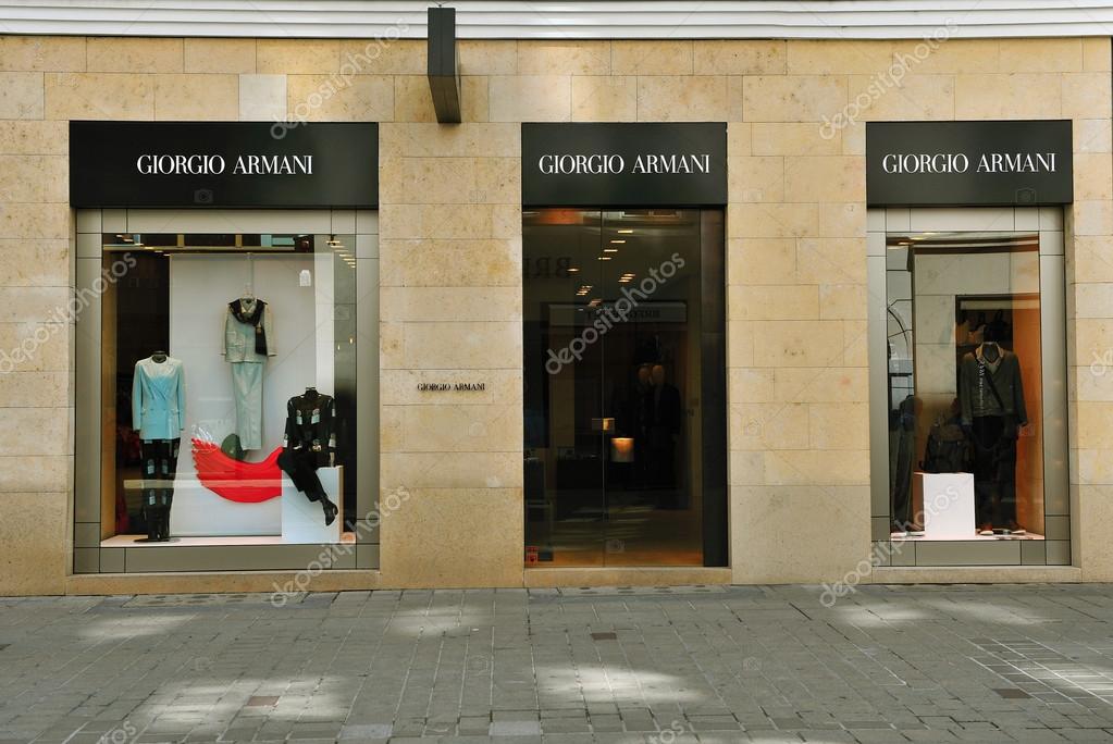 VIENNA, AUSTRIA - JUNE 6, 2016: Facade of Giorgio Armani flagship store in the street of Vienna of June 6, 2016. Giorgio Armani is a world famous french luxury company founded in 1975.