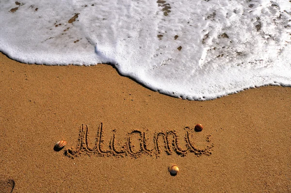 Miami teken op het strand — Stockfoto