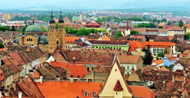 Sibiu eski şehir üst görünümü