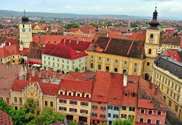 Vista superior del centro histórico de Sibiu —  Fotos de Stock