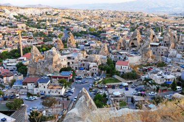 Türkiye 'nin Kapadokya kentindeki Goreme eski kentinin en iyi manzarası