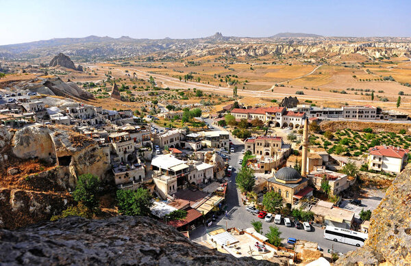 Top view of traditional village near Goreme, Cappadocia,Turkey