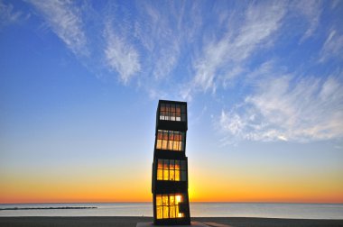 Barceloneta plaj ahşap kule