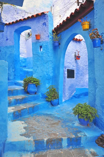 Casa azul em Chefchaouen, Marrocos — Fotografia de Stock