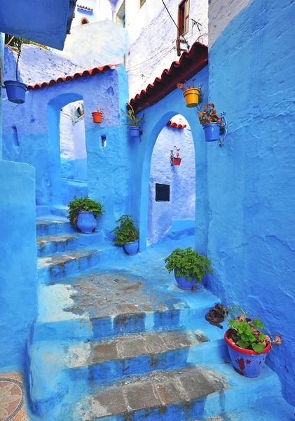 Kék ház Chefchaouen városában — Stock Fotó