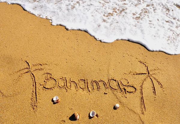 Bahamas sinal de praia — Fotografia de Stock