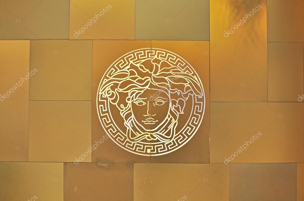 HO CHI MINH, VIETNAM - MARCH 7: Logo of Versace flagship store in Ho Chi Minh city centre on March 7, 2015. Versace is a world famous fashion brand founded in Italy.