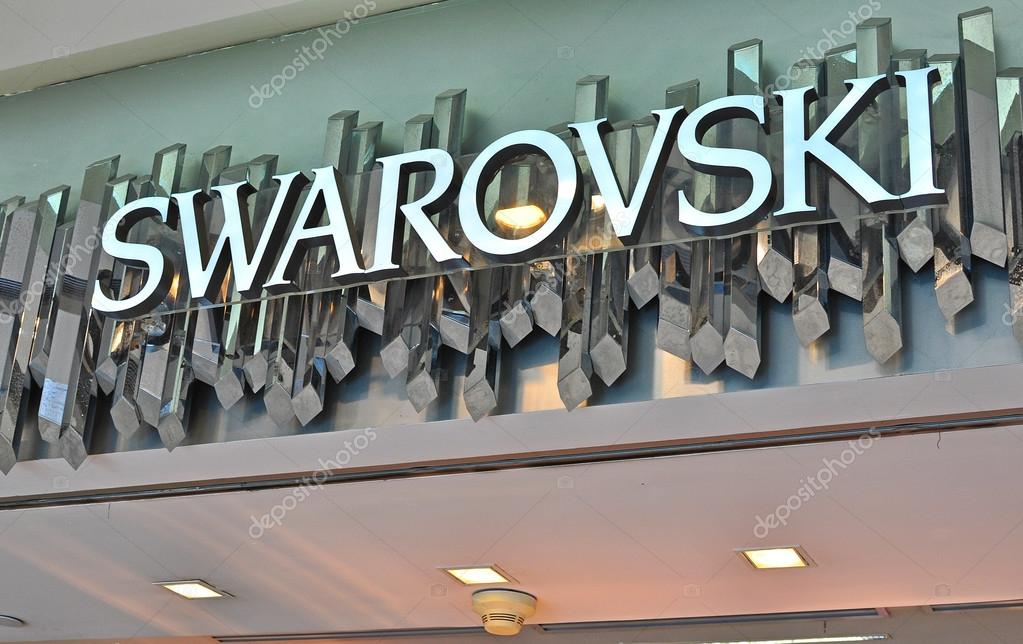 HO CHI MINH, VIETNAM - MARCH 6: Logo of Swarovski flagship store in Ho Chi Minh city centre on March 6, 2015. Swarovski is an austrian producer of luxury cut lead glass.