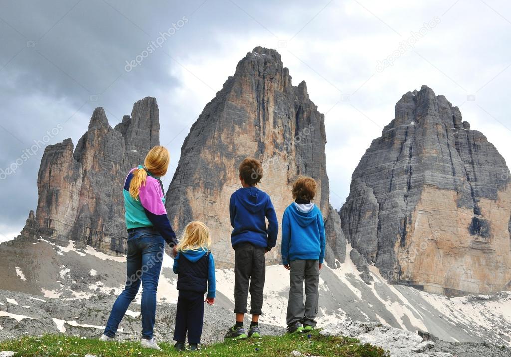 Family in mountains