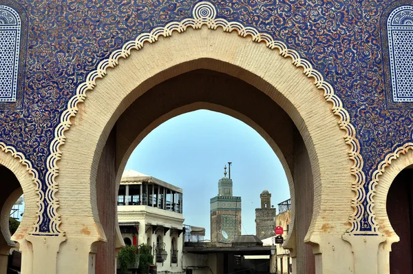 Cancello blu, Fes, Marocco — Foto Stock