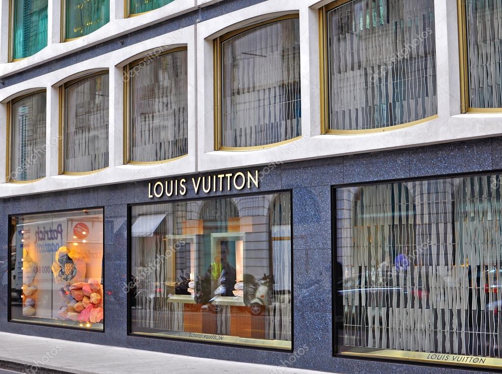 GENEVA, SWITZERLAND - SEPTEMBER 3: Facade of Louis Vuitton store in Geneva on September 3, 2015. Louis Vuitton is a world famous fashion brand founded in France.