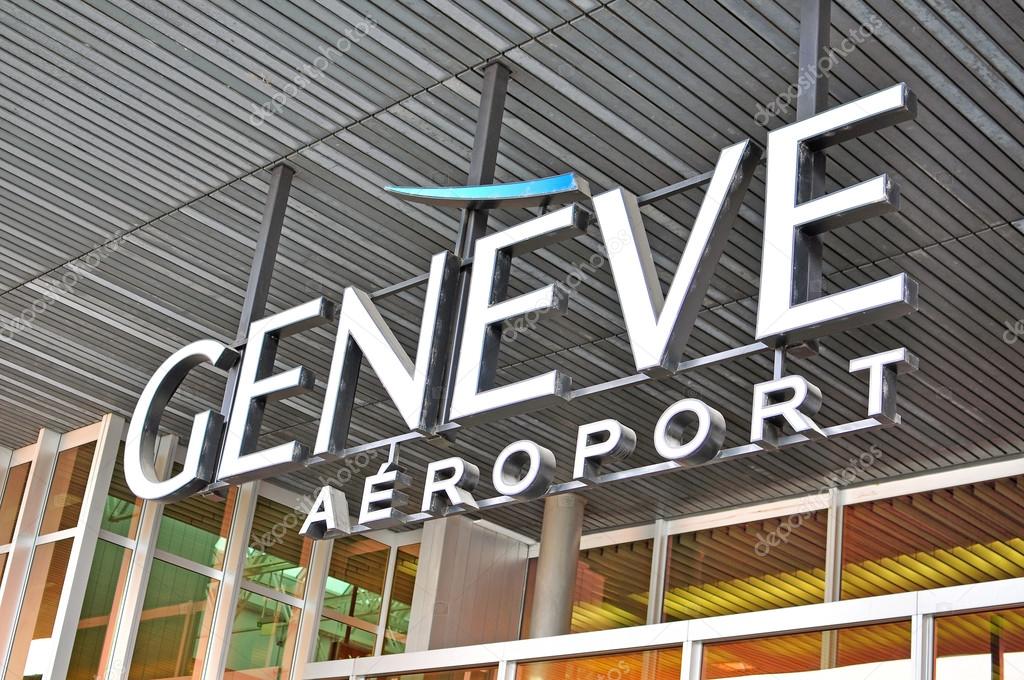 GENEVA, SWITZERLAND - SEPTEMBER 3: Logotype of Geneva international airport on September 3, 2015. Cointrin Airport is the international airport of Geneva, Switzerland.