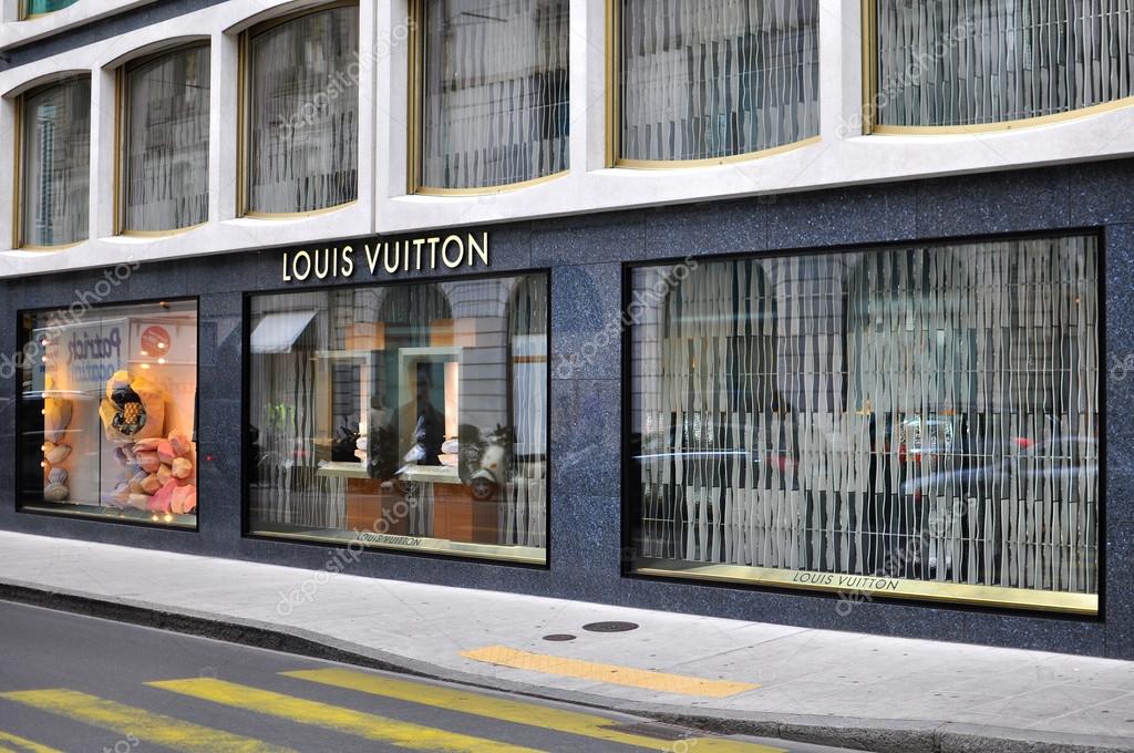 GENEVA, SWITZERLAND - SEPTEMBER 3: Facade of Louis Vuitton store in the shopping street of Geneva on September 3, 2015. Louis Vuitton is a world famous fashion brand founded in France.