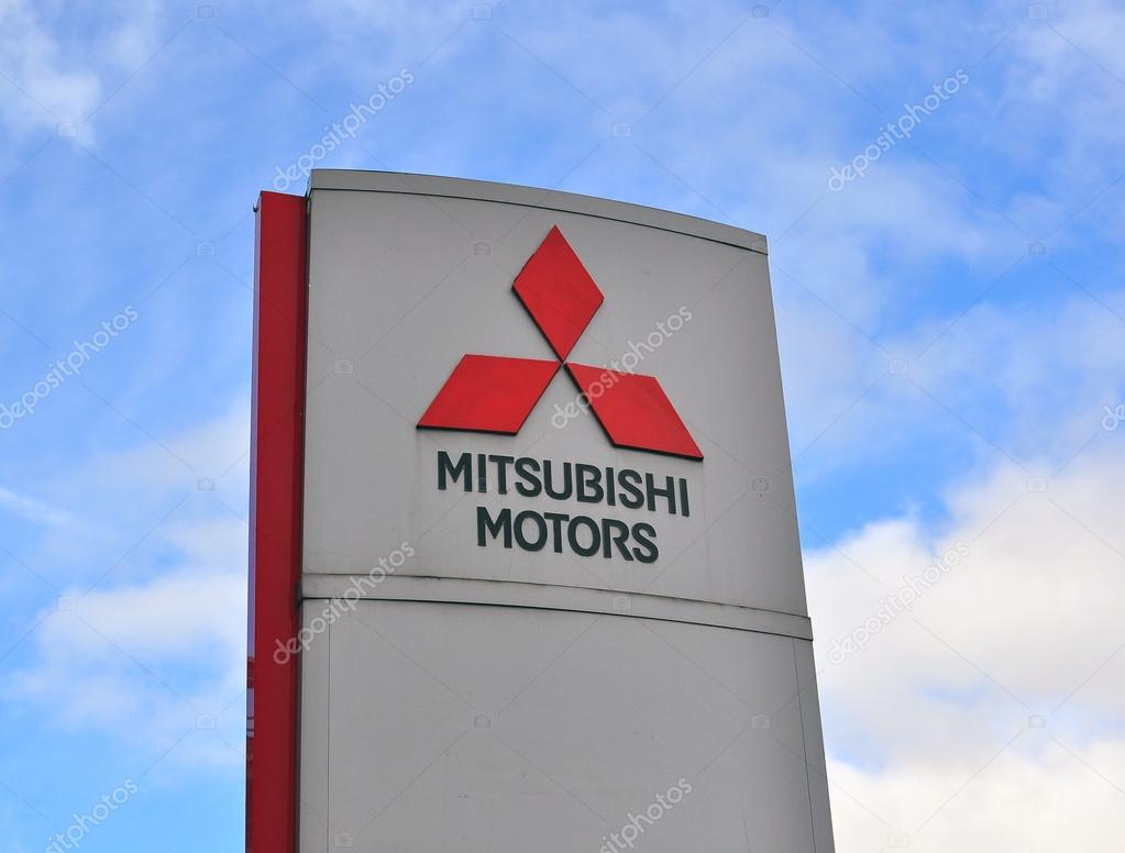 MOSCOW, RUSSIA - OCTOBER 10, 2015 : Logotype of Mitsubishi Motors on October 10, 2015. Mitsubishi Motors is the Japanese automotive manufacturer.