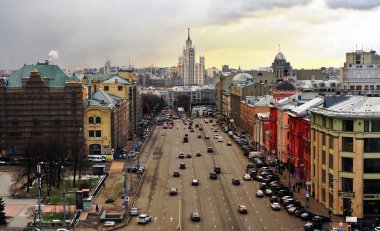 Moskova şehir merkezinde Caddesi'nin Üstten Görünüm