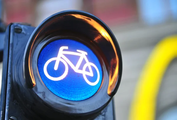 Bike symbol in the city traffic light — Stock Photo, Image