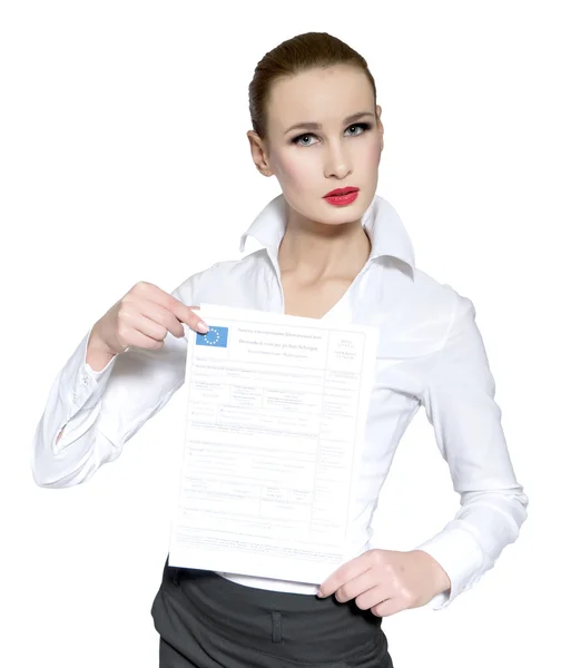 İşadamı belgelerle Schengen