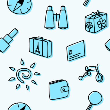 Mavi yolculuk için seamless modeli. Vektör çizim