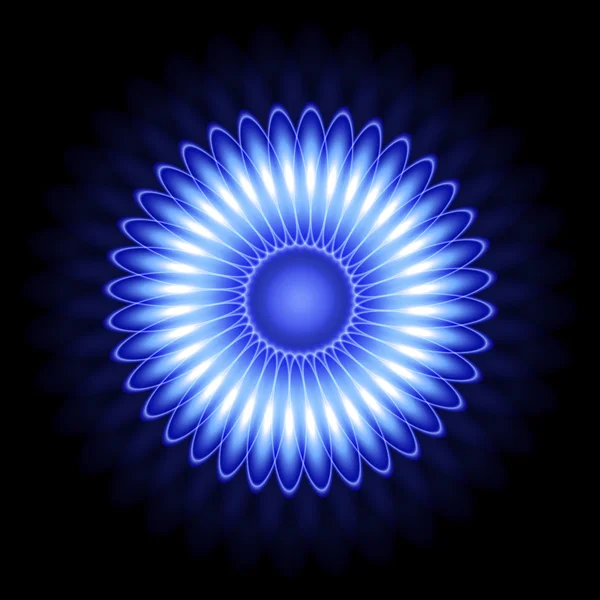 Neon blauwe cirkel. Neon kleurovergang patroon op een zwarte achtergrond. Element van decor. Om te ontwerpen. Universele toepassing. Vectorillustratie — Stockvector