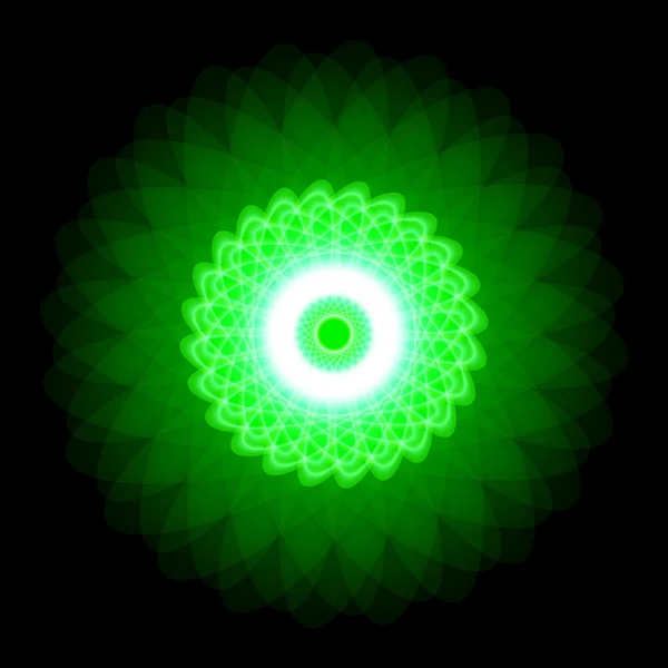 Φωτεινό πράσινο, κορεσμένα νέον μπάλα ή κύκλο. Νέον κλίση μοτίβο σε μαύρο φόντο. Στοιχείο του ντεκόρ. Για το σχεδιασμό. Καθολική εφαρμογή. Vector εικονογράφηση — Διανυσματικό Αρχείο