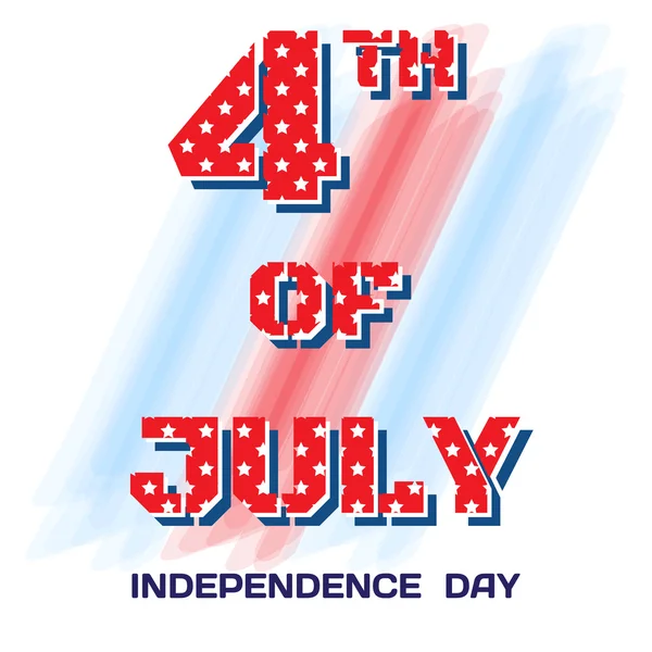 4 Temmuz yıldızları çukurlu. Bağımsızlık Günü, bir festival tebrik, kartpostal, afiş, el ilanı için beyaz arka plan üzerinde 4 Temmuz fırça darbeleri büyük parlak işareti. Vektör çizimi — Stok Vektör