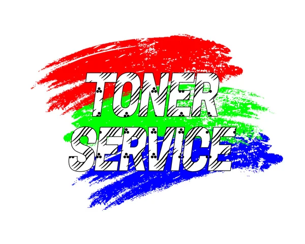 Logo Toner Servisi, grunge fırça darbeleri Rgb renk. Vektör — Stok Vektör