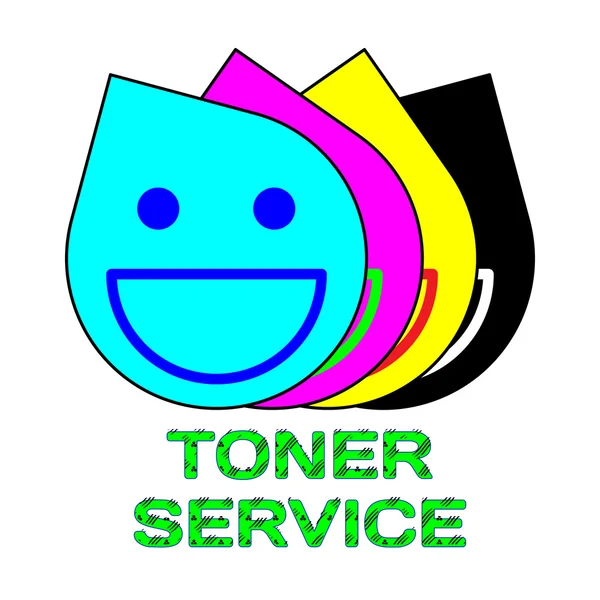 Cmyk renkli mürekkep logo Toner hizmeti bir gülümseme ile bırakır. Vektör — Stok Vektör