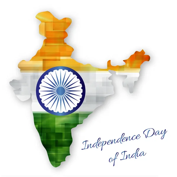 Святкуючи День незалежності Індії. Карта Індії в кольорах державного прапора — стоковий вектор