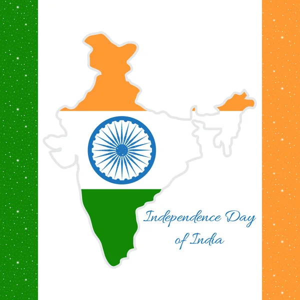Dia da Independência da Índia. Mapa da Índia nas cores da bandeira do estado — Vetor de Stock