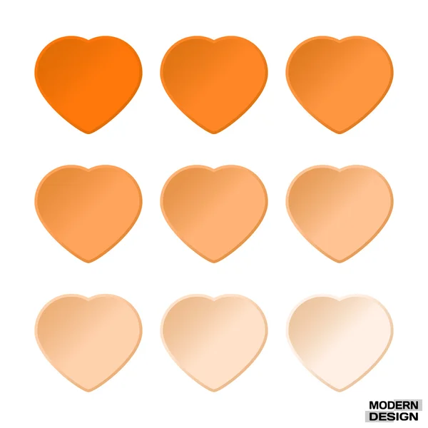 Ρυθμίστε τις καρδιές ελαφριά πορτοκαλί χρώματα αποφοίτησης. Διανυσματικές καρδιές παλέτα για το σχεδιασμό — Διανυσματικό Αρχείο