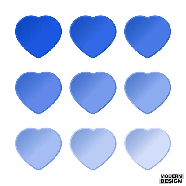 Ρυθμίστε τις καρδιές ανοιχτό μπλε χρώματα αποφοίτησης. Διανυσματικές καρδιές παλέτα για το σχεδιασμό — Διανυσματικό Αρχείο