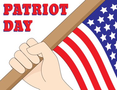 El amerika bayrağı ve Patriot Day Yazıt üstüne Amerika Birleşik Devletleri tutan. Vektör