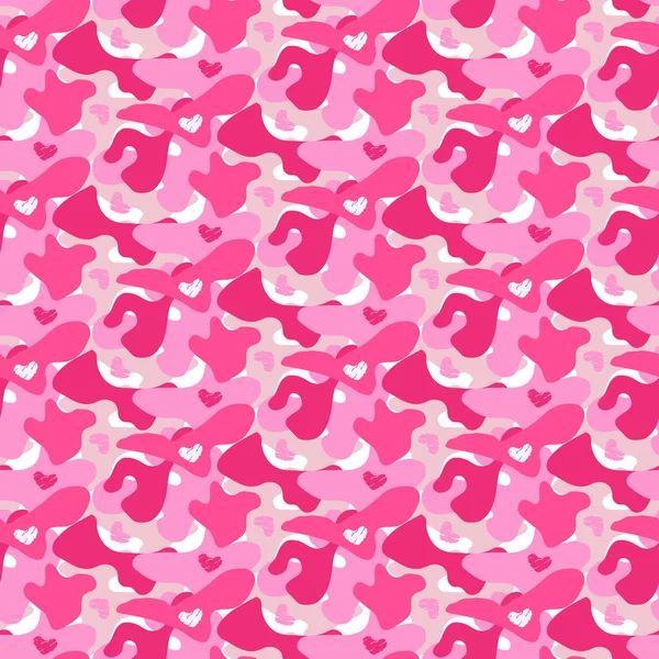Kırmızı kamuflaj kusursuz desen. Moda tasarımı için arka plan. Aşk, Sevgililer Günü teması. Vektör