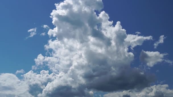 Velký šedý mrak na modré obloze letí do vzduchu. Žádné budovy. Full HD Time Lapse — Stock video