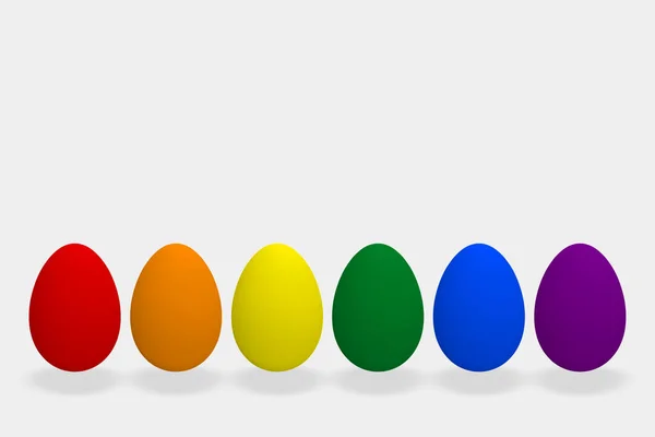 Рендеринг Красочные Радужные Яйца Lgbt Сером Фоне — стоковое фото