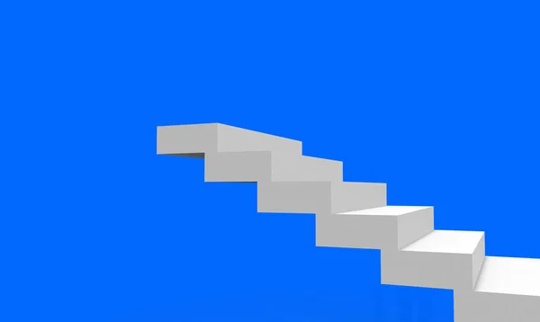 Απόδοση Μίνιμαλ Σχεδιασμός Λευκό Σκάλες Μέχρι Σαφές Μπλε Φόντο Του — Φωτογραφία Αρχείου