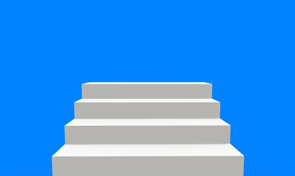 Renderelés Fehér Lépcső Akár Üres Tiszta Kék Háttér — Stock Fotó