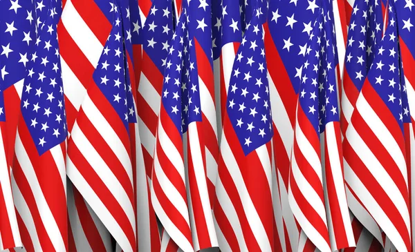 Renderowanie Składane United State America Flagi Narodowe Row Wall Background — Zdjęcie stockowe