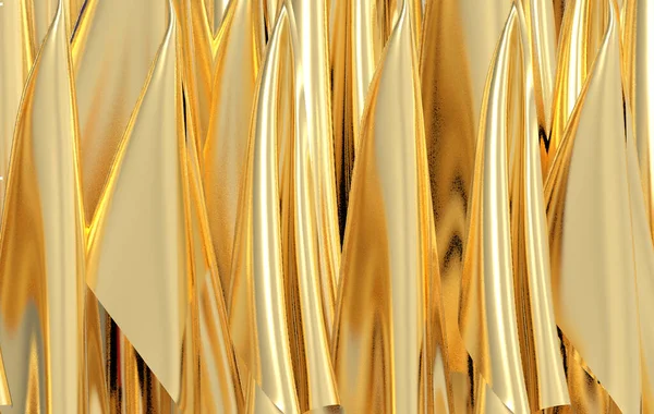 3Dレンダリング 豪華な黄金の曲線のナプキン行の壁の背景 — ストック写真