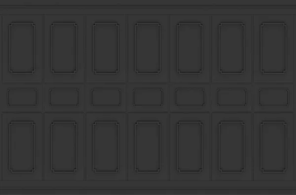 Рендеринг Роскошный Черный Классический Квадратный Узор Дерева Винтажный Дизайн Стены — стоковое фото