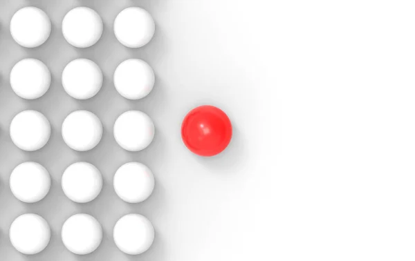 Rendering Red Leadership One Separate Form Other White Sphere Balls — Stock Photo, Image