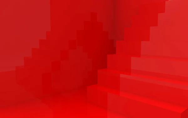 Rendering Simple Minimal Red Stairs Room Background — Stock Photo, Image