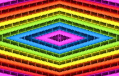 3D görüntüleme. Lgbt gökkuşağı renk kare ızgara kiremit desen duvar tasarımı arkaplan.