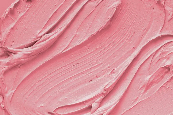 Textura crema rosa. Protección y nutrición de la piel del cuerpo. Macro. — Foto de Stock