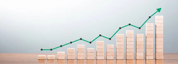 Gráfico Estadísticas Bloques Madera Mostrando Tendencia Crecimiento Concepto Crecimiento Empresarial — Foto de Stock